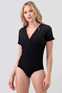 V Neck Short Sleeve Bodysuit