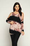 Tie Dye Cold Shoulder Top