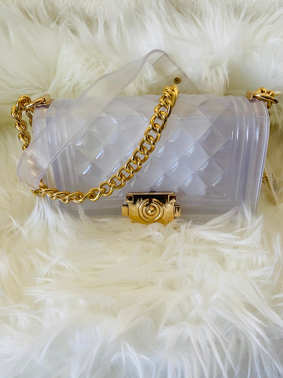 White discount jelly purse