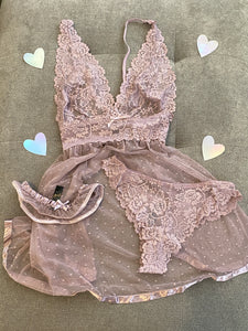 Mauve 3 piece Babydoll set