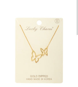 Gold Double Butterfly Necklace