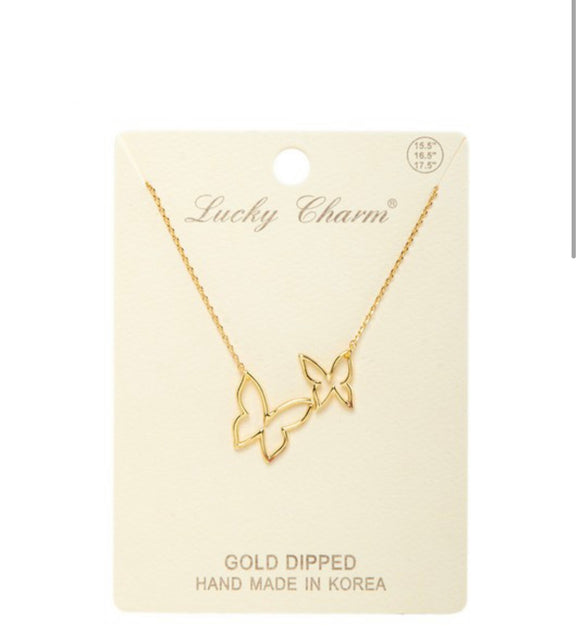 Gold Double Butterfly Necklace