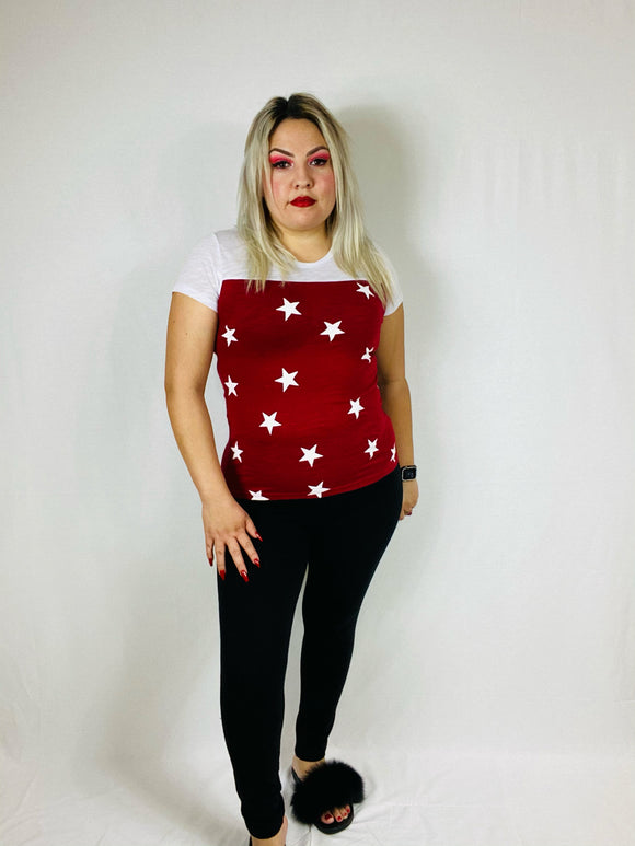 STAR PRINT TEE Red