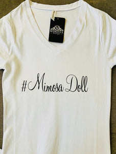 #Mimosa Doll White V-neck