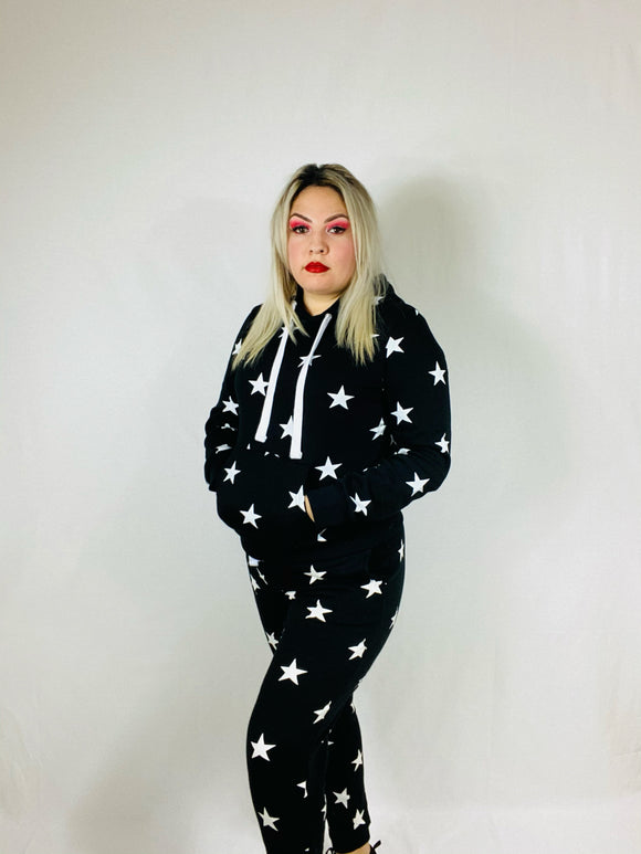 Black High Rise Jogger Star Print Set