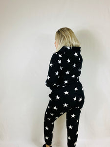 Black High Rise Jogger Star Print Set