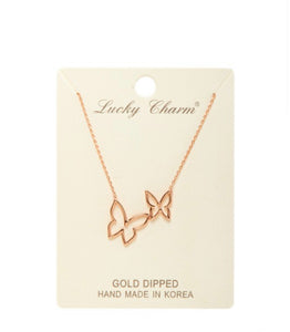 Rose Gold Double Butterfly Necklace